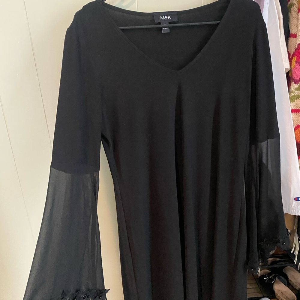 MSK Black Dress with Sheer Sleeves